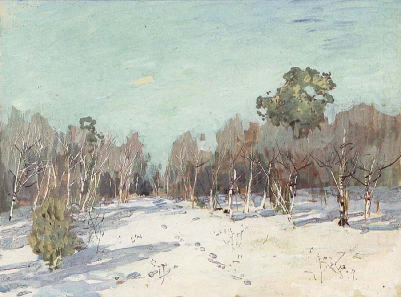 Garden in the snow, Levitan, Isaak